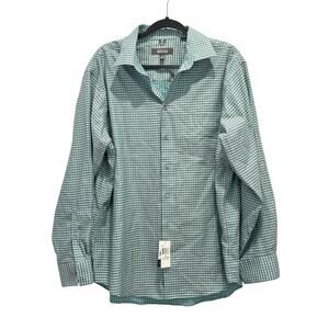 NEW KENNETH COLE REACTION Mens Plaid Button Down Shirt XL 17-17.5 / 34-35 (1416)